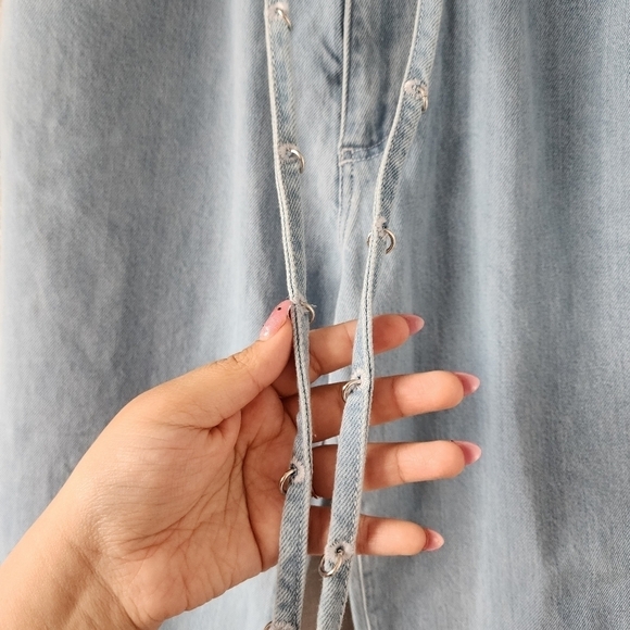 Marques Almeida Blue Denim Crossover Belted Buckle Jeans Designer Grunge Boho 6 - Picture 9 of 14